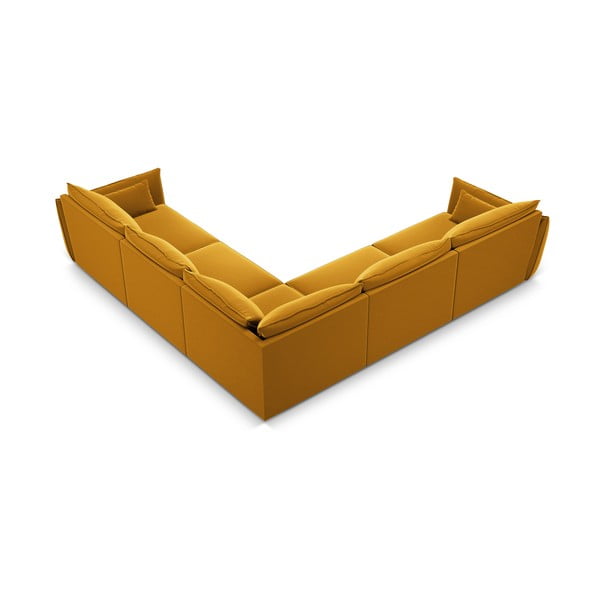 Musztardowy aksamitny narożnik Vanda – Mazzini Sofas-image-3