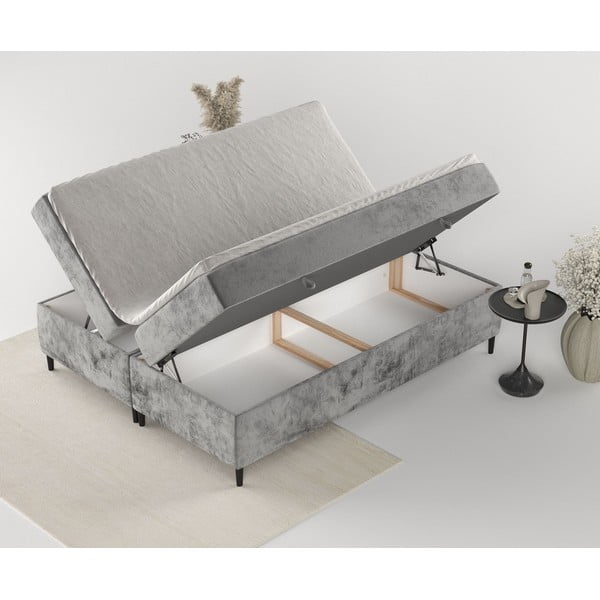Ciemnoszare łóżko boxspring ze schowkiem 180x200 cm Araya – Maison de Rêve-image-4