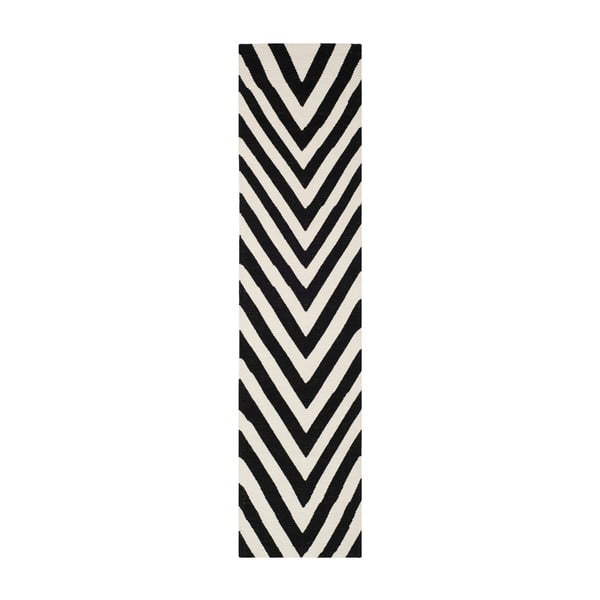 Czarno-biały chodnik wełniano-bawełniany Safavieh Serena, 182x76 cm