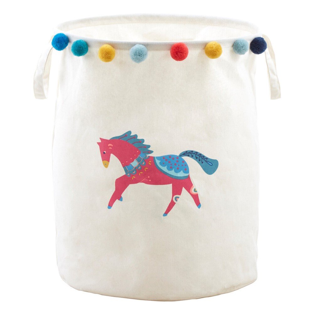 Biały tekstylny dziecięcy kosz na zabawki ø 38x48 cm Mimo Eclectic Horse – Premier Housewares
