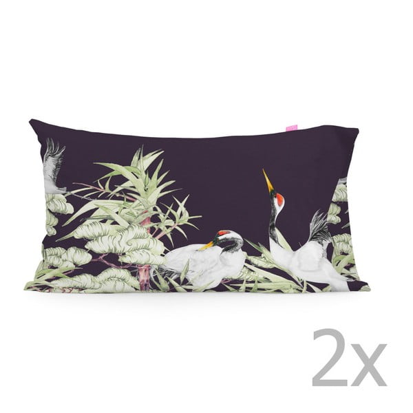 Komplet 2 bawełnianych poszewek na poduszki Happy Friday Cranes, 50 x 75 cm