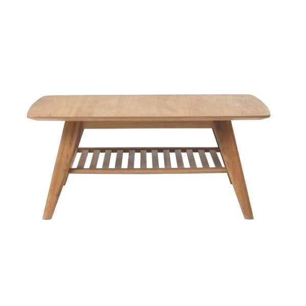 Stolik z półką z litego drewna dębowego Unique Furniture Rho, 110x70 cm