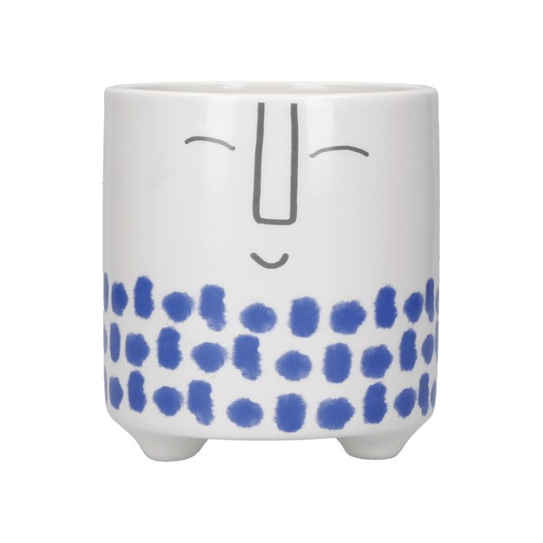 Biało-niebieska ceramiczna doniczka Kitchen Craft Happy Face