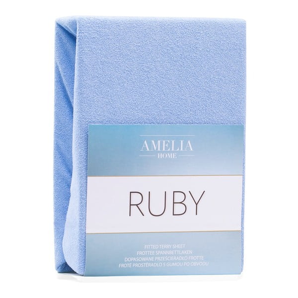 Jasnoniebieskie prześcieradło frotte z gumką 240x220 cm Ruby – AmeliaHome-image-2