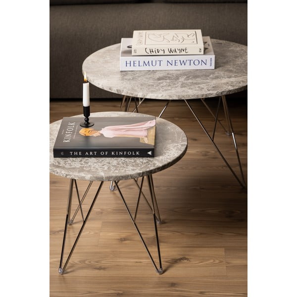 Szary marmurowy okrągły stolik ø 80 cm Prunus – Actona-image-1