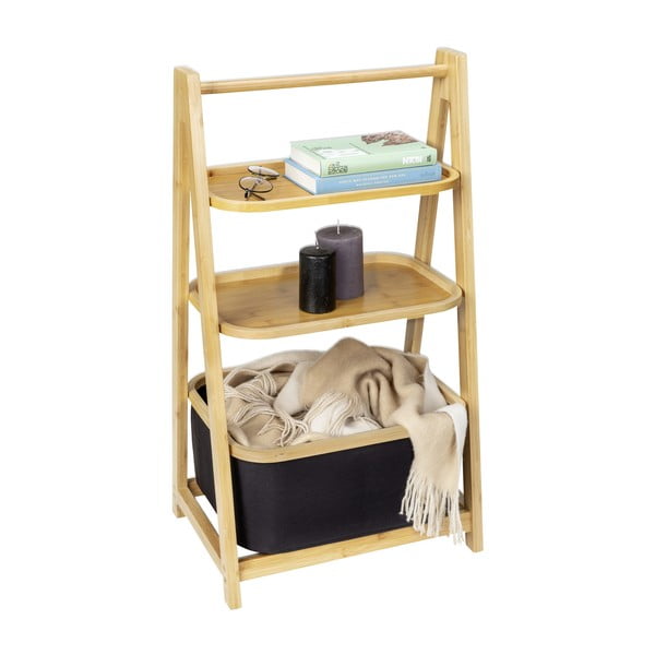 Czarno-naturalny bambusowy regał łazienkowy 44x80 cm Ecori – Wenko-image-2