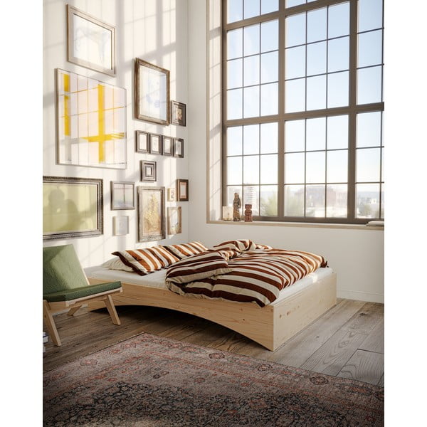 Łóżko dwuosobowe z litego drewna sosnowego bez zagłówka 140x200 cm w naturalnym kolorze Orbit – Karup Design-image-1