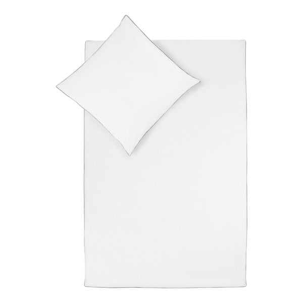 Biała pościel jednoosobowa z perkalu bawełnianego Westwing Collection Daria, 135x200 cm
