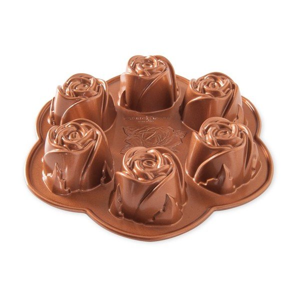 Forma na 6 mini babeczek w kolorze złota Nordic Ware Rose, 0,54 l