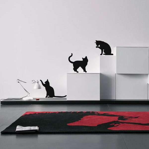 Zestaw 3 naklejek Ambiance Three Funny Cats