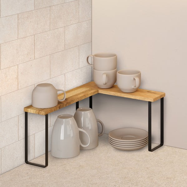 Drewniane dodatkowe półki  w czarno-naturalnym kolorze 2 szt. 27x8 cm York – Metaltex-image-1