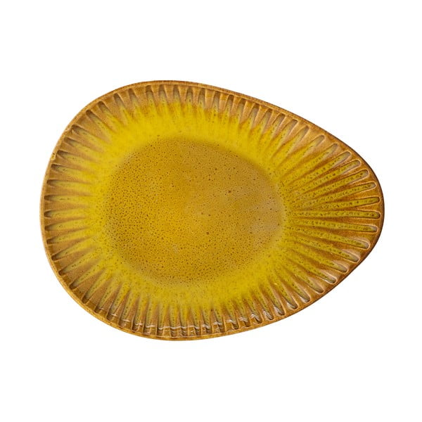 Żółty talerz do serwowania Bloomingville Cala, 26,5x20 cm
