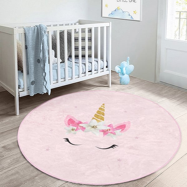 Różowy dywan dziecięcy ø 120 cm Comfort – Mila Home-image-3