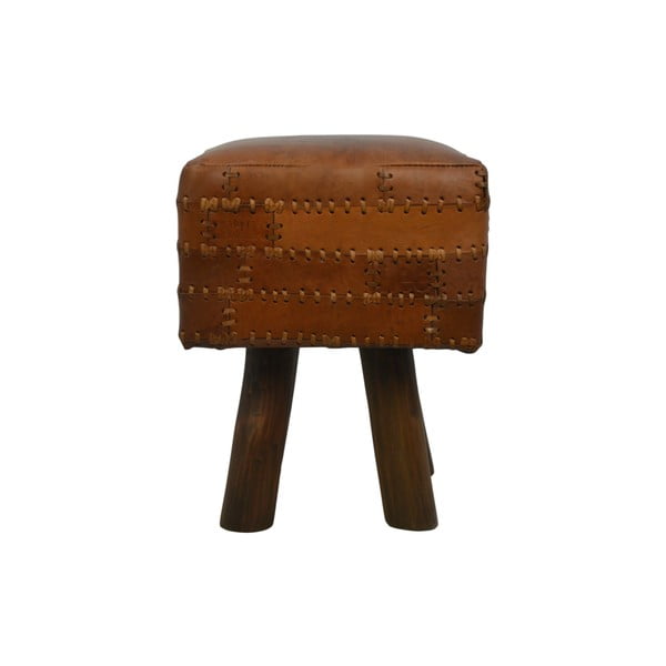 Taboret z skóry bydlęcej HSM collection Art of Nature Vintage Cognac, 33x45 cm-image-1