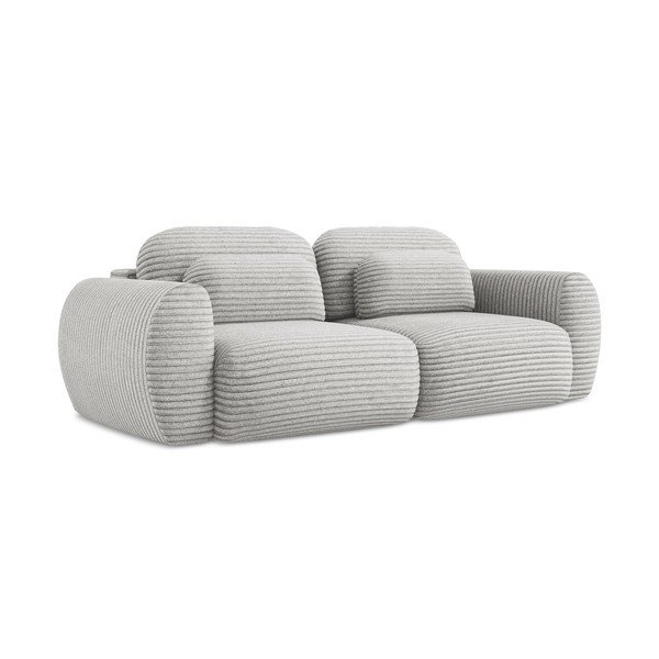 Jasnoszara sztruksowa rozkładana sofa ze schowkiem 266 cm Kini – Makamii-image-1