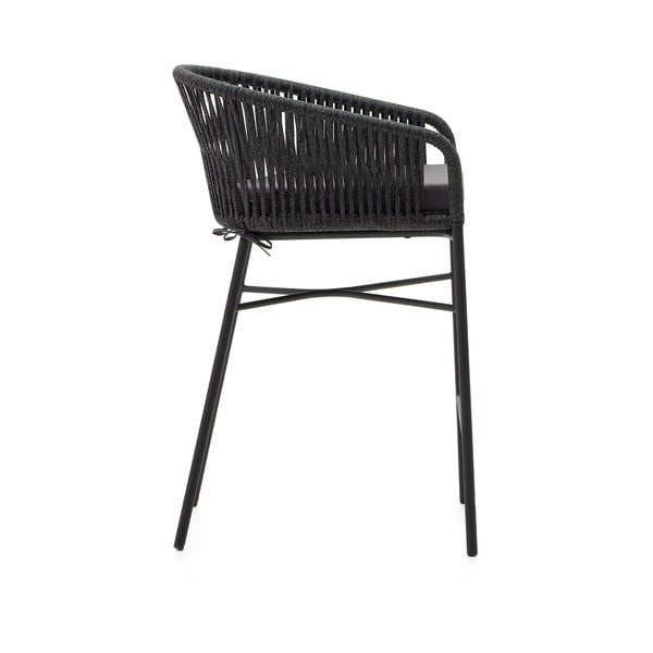 Czarny metalowy/tapicerowany hoker ogrodowy Yanet – Kave Home-image-4