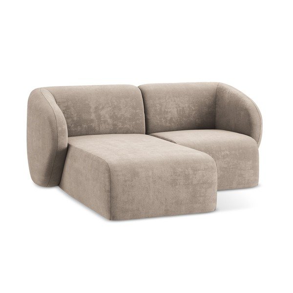 Jasnobrązowy narożnik z tkaniny szenilowej (lewostronny/z szezlongiem) Lani – Makamii-image-4