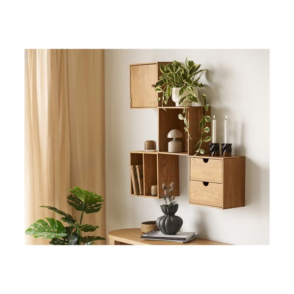 Wielopoziomowa półka z litego drewna dębowego w naturalnym kolorze 18 cm Townsville – House Nordic-image-2