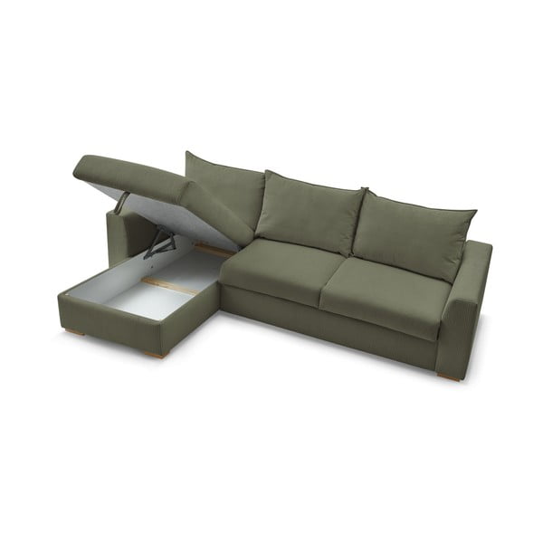 Zielony sztruksowy rozkładany narożnik (strona zmienna) Augustin – Bobochic Paris-image-4