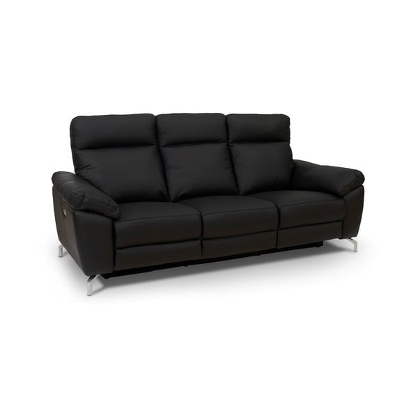 Czarna skórzana sofa 3-osobowa Furnhouse Selesta