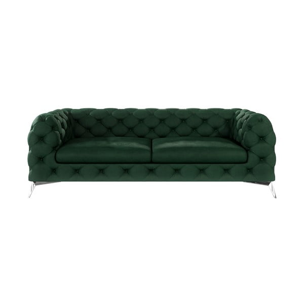 Ciemnozielona aksamitna sofa 225 cm Chelsea – Ropez