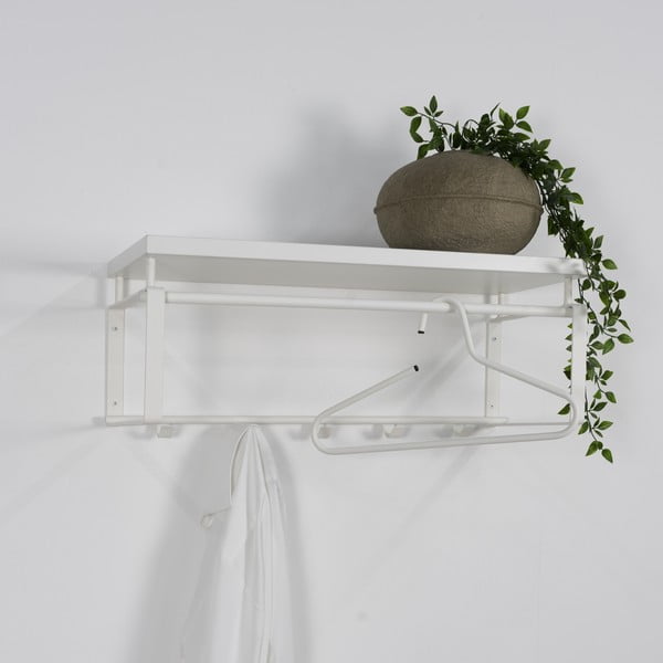 Biały metalowy wieszak ścienny z półką 70 cm Rex – Spinder Design-image-4