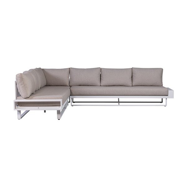 Biało-szara aluminiowa sofa ogrodowa (lewostronna) Flint – Exotan