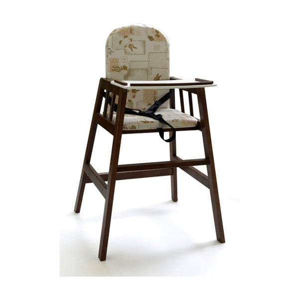 Ciemnobrązowe drewniane krzesełko do karmienia Faktum Abigel