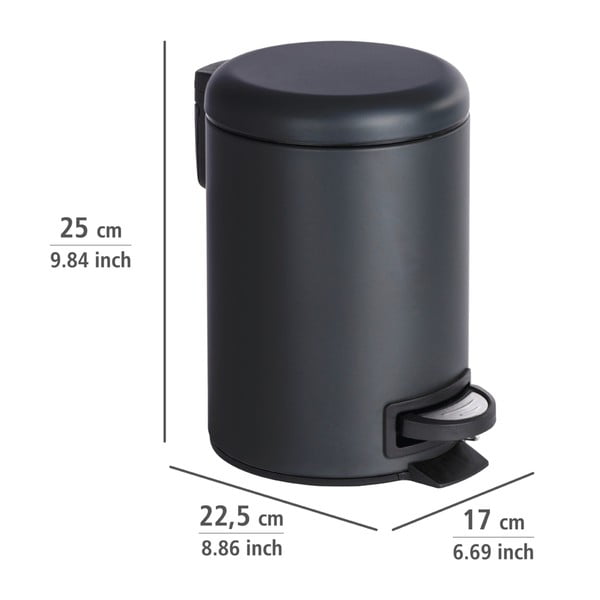 Czarny kosz na śmieci Wenko Leman, 3 l-image-2