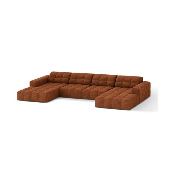 Narożnik z tkaniny szenilowej (w kształcie litery U) w kolorze terakoty Chicago – Cosmopolitan Design-image-1