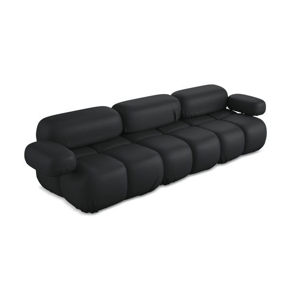Czarna sofa modułowa z imitacji skóry 285 cm Lokua – Makamii-image-1