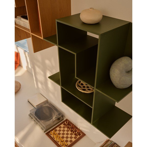 Zielony modułowy system półek 80x80x25 cm Ina – Kave Home-image-3