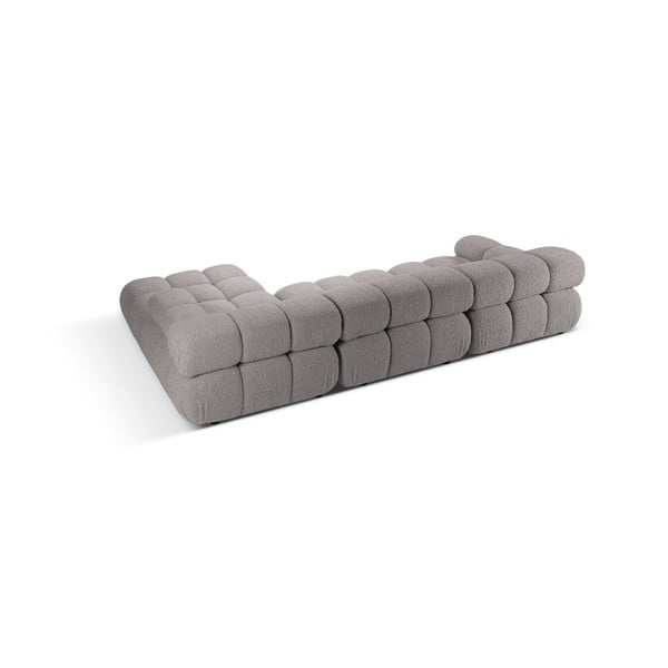 Jasnoszary narożnik modułowy z materiału bouclé (prawostronny) Bellis – Micadoni Home-image-4