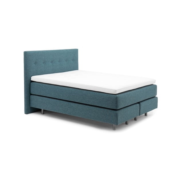 Turkusowe łóżko kontynentalne Vivonita Lando, 200x200 cm
