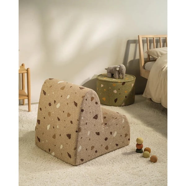 Jasnobrązowy fotel dziecięcy z materiału bouclé/z tkaniny szenilowej Terrazzo Cloud – Wigiwama-image-4