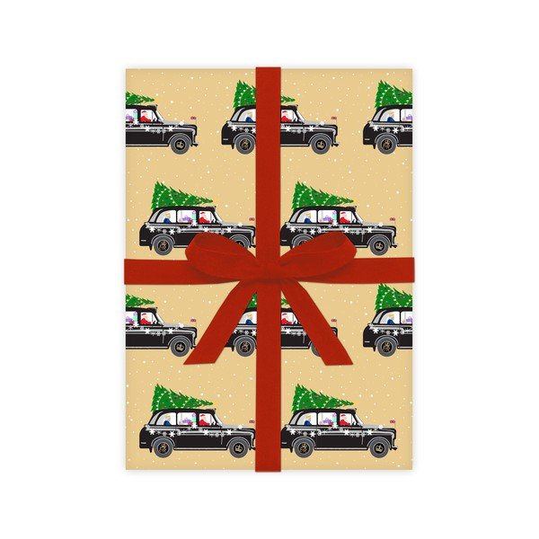 5 arkuszy żółtego papieru do pakowania prezentów eleanor stuart London Christmas, 50x70 cm-image-2