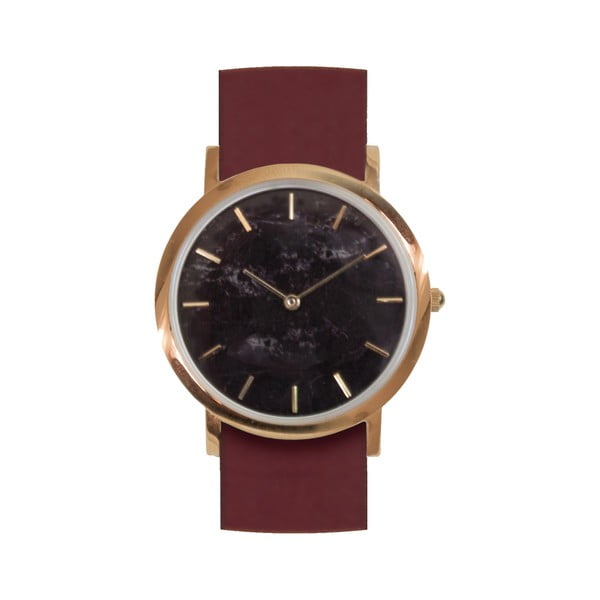 Czarny marmurkowy zegarek z czerwonym paskiem Analog Watch Co. Classic