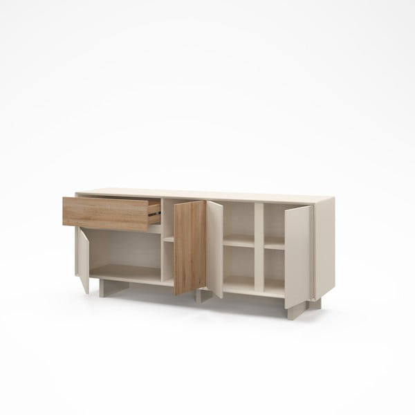Beżowo-naturalna komoda w dekorze dębu 180x76x45 cm Carpi – Marckeric-image-3