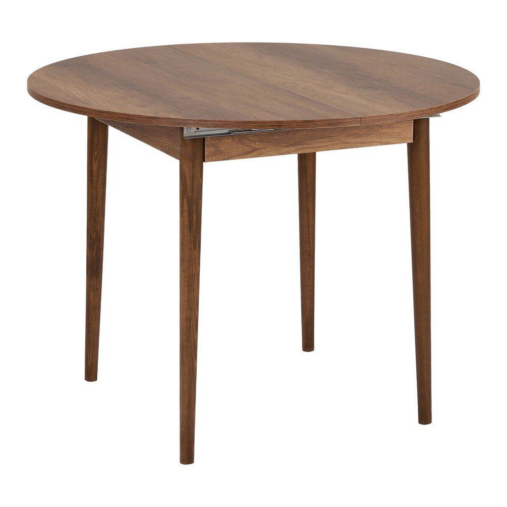 Okrągły rozkładany stół z dodatkowym blatem w dekorze orzecha ø 100 cm Viona – Kalune Design