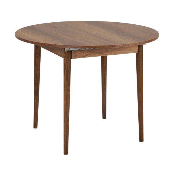 Okrągły rozkładany stół z dodatkowym blatem w dekorze orzecha ø 100 cm Viona – Kalune Design