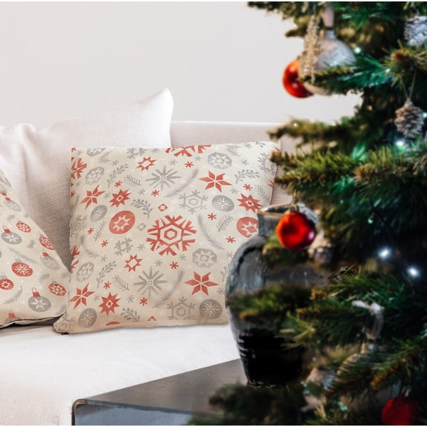 Świąteczna poduszka z poszewką z bawełny Butter Kings Snowflake Frost, 45x45-image-1