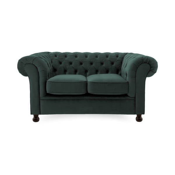 Ciemnozielona sofa Vivonita Chesterfield Petrol, 152 cm