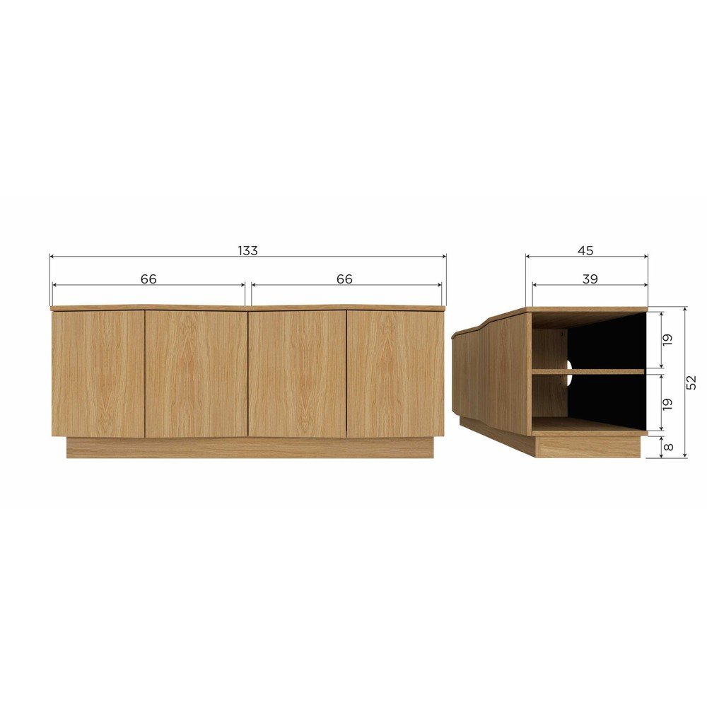 Szafka pod TV z litego drewna dębowego w naturalnym kolorze 133x52x45 cm Zuma – WOOOD (zdjęcie 9)