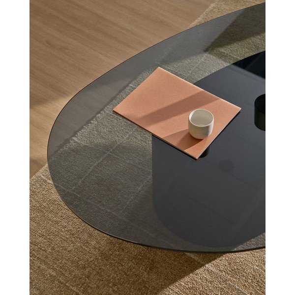Czarny stolik ze szklanym blatem 81x140 cm Olir – Kave Home-image-2