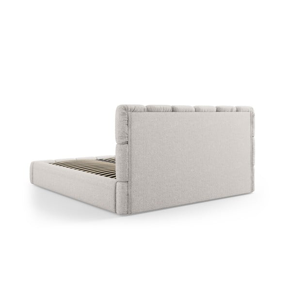 Jasnoszare tapicerowane łóżko dwuosobowe ze schowkiem i stelażem 140x200 cm Bellis – Micadoni Home-image-4