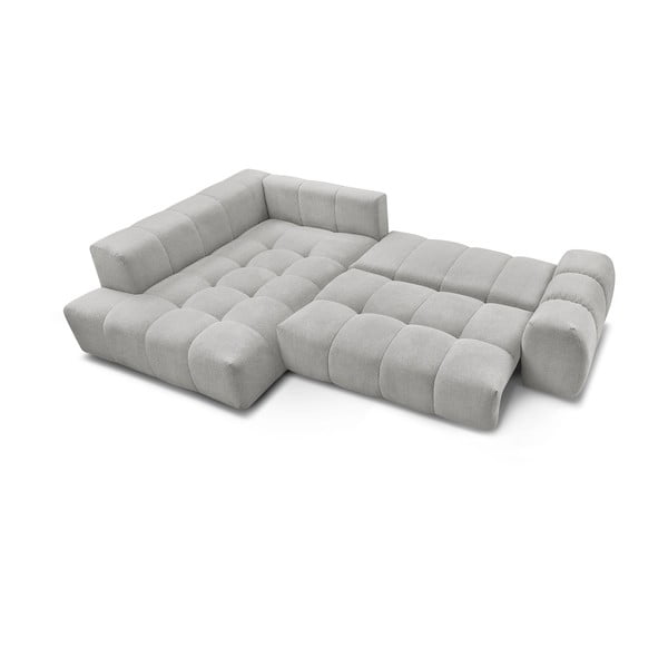 Jasnoszary rozkładany/ze schowkiem narożnik z tkaniny szenilowej (lewostronny/w kształcie litery L) Everest – Bobochic Paris-image-4