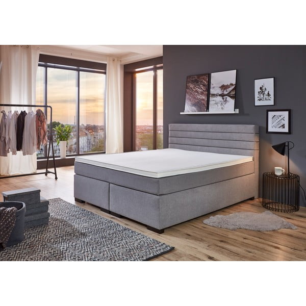Szare łóżko boxspring 180x200 cm Kokomo – Rojaplast-image-4