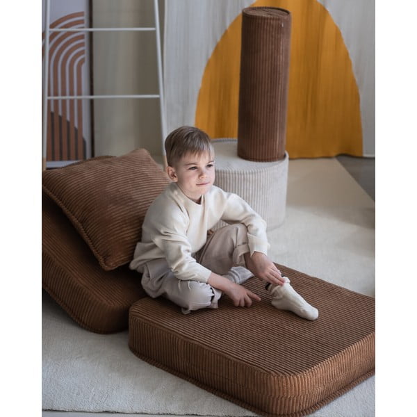 Brązowy sztruksowy fotel dziecięcy Flip – Wigiwama-image-1