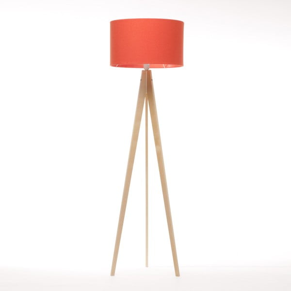 Czerwona lampa stojąca Artist, naturalna brzoza, 150 cm