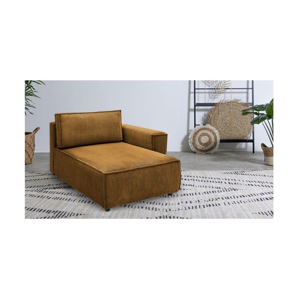 Musztardowy sztruksowy moduł sofy (prawostronny) Nihad modular – Bobochic Paris-image-1